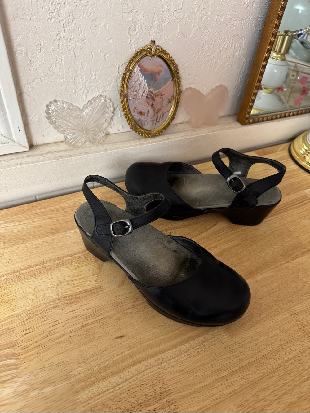 Dansko Black Leather Mary Jane Clogs Comfort Slip-On Shoes EU 39 US 8.5-9 - Picture 11 of 16